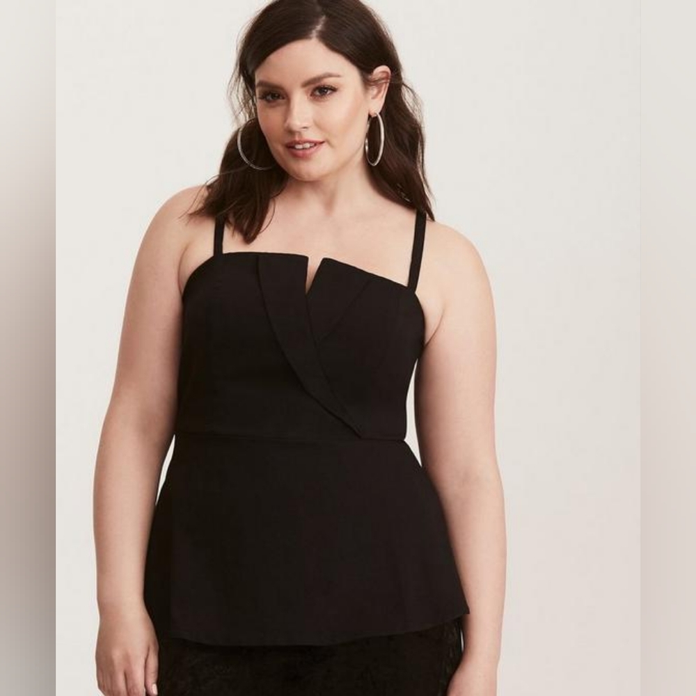 Torrid Black Peplum Cami Top Size 1